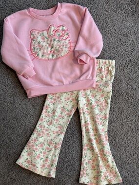 Hello Kitty Pink Sweatshirt and Floral Pants Set - 3T
